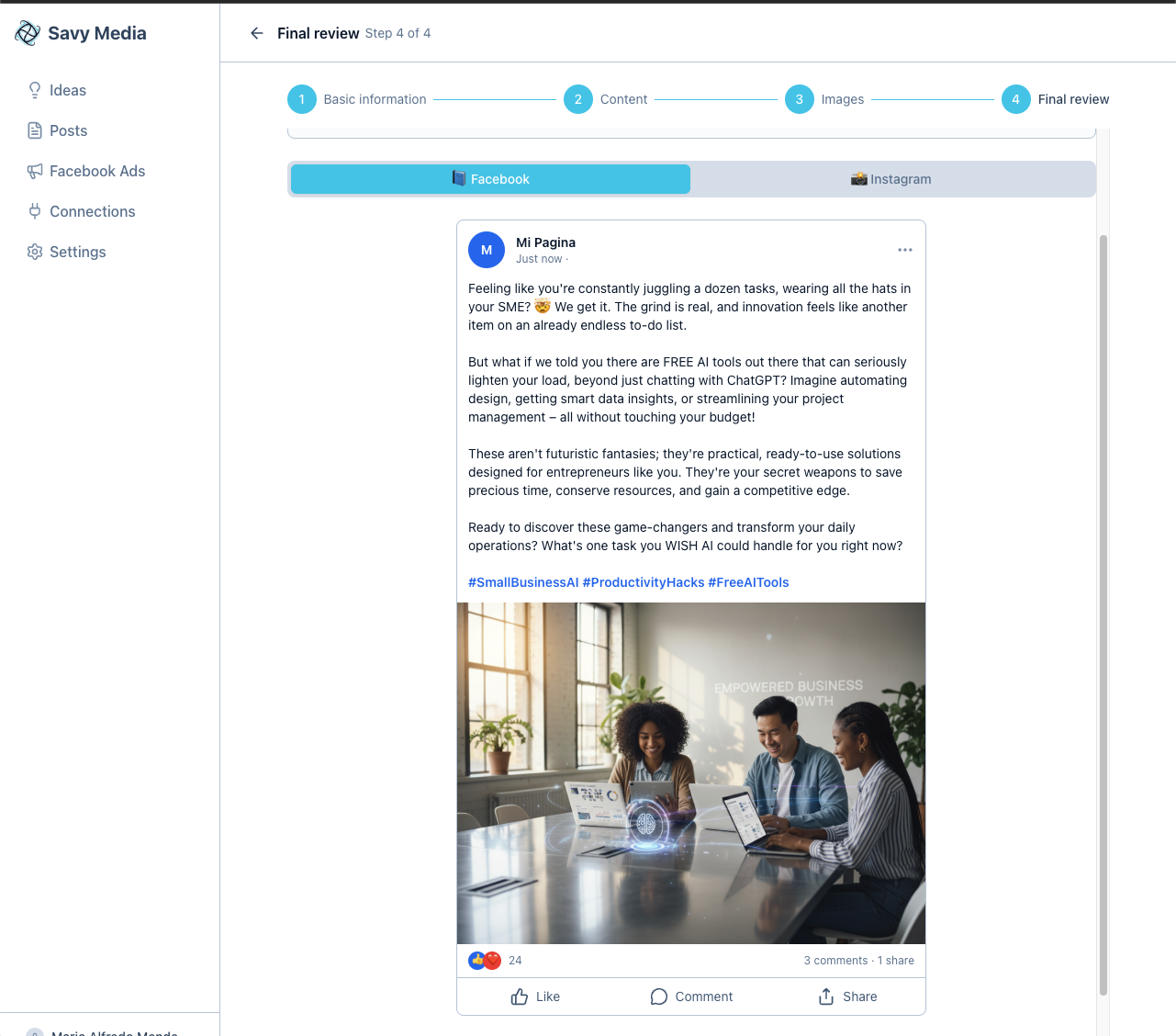 Convierte cualquier idea en un post completo