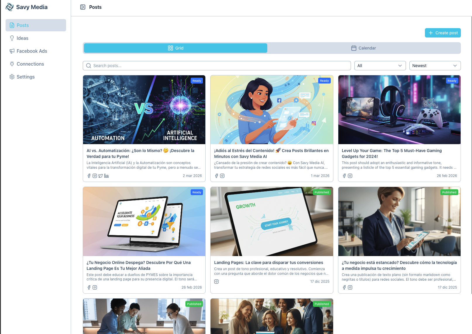 Captura del Dashboard